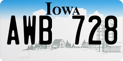 IA license plate AWB728