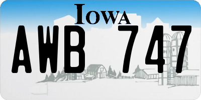 IA license plate AWB747