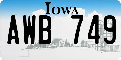 IA license plate AWB749