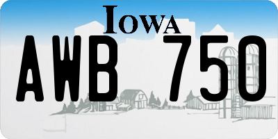 IA license plate AWB750