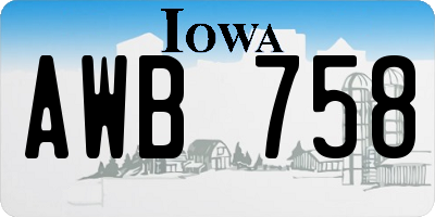 IA license plate AWB758