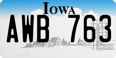 IA license plate AWB763