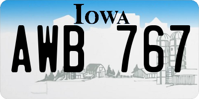IA license plate AWB767