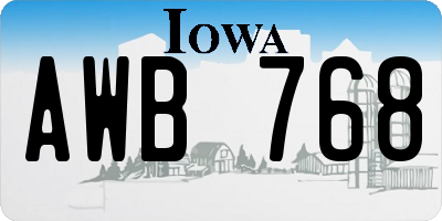 IA license plate AWB768