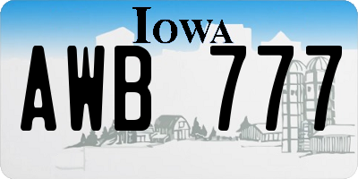 IA license plate AWB777