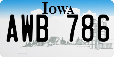 IA license plate AWB786