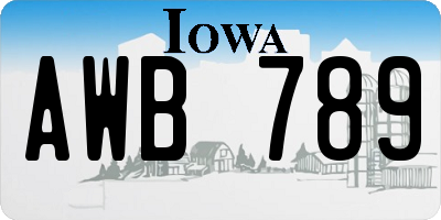 IA license plate AWB789