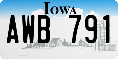 IA license plate AWB791