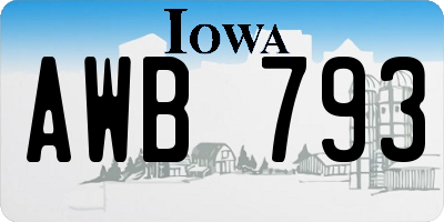 IA license plate AWB793