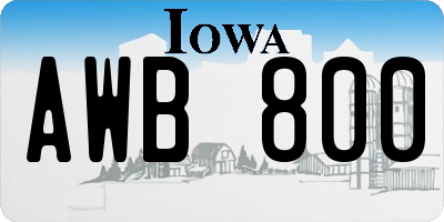 IA license plate AWB800