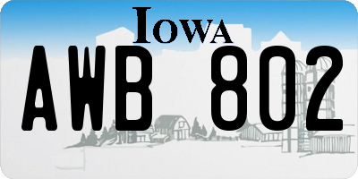 IA license plate AWB802