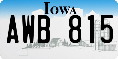 IA license plate AWB815