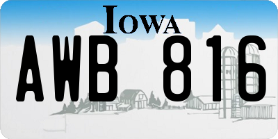 IA license plate AWB816