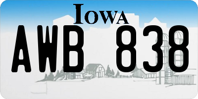 IA license plate AWB838