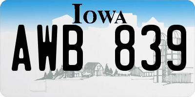 IA license plate AWB839