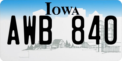 IA license plate AWB840