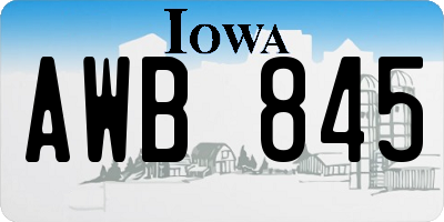 IA license plate AWB845