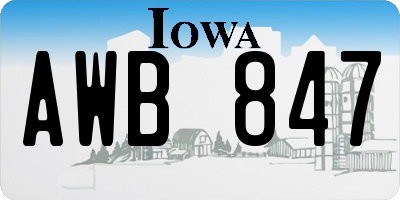 IA license plate AWB847