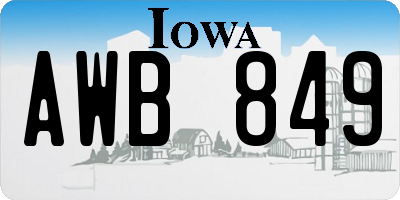 IA license plate AWB849