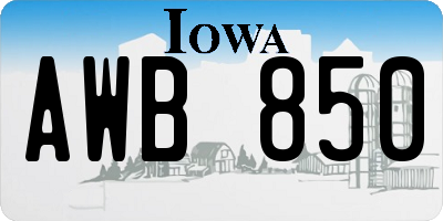 IA license plate AWB850