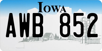 IA license plate AWB852