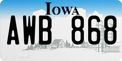 IA license plate AWB868