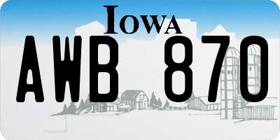 IA license plate AWB870