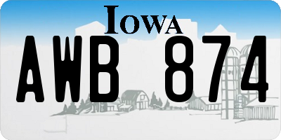 IA license plate AWB874