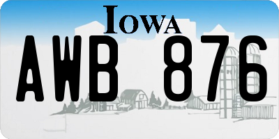 IA license plate AWB876
