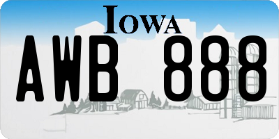 IA license plate AWB888