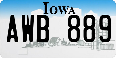 IA license plate AWB889