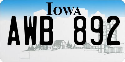 IA license plate AWB892