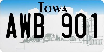 IA license plate AWB901