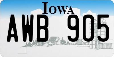 IA license plate AWB905