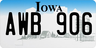 IA license plate AWB906