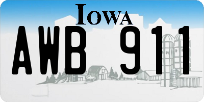 IA license plate AWB911