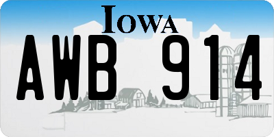 IA license plate AWB914