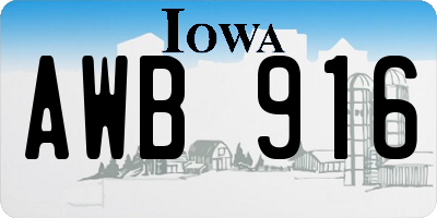 IA license plate AWB916