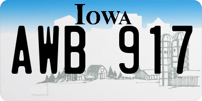IA license plate AWB917