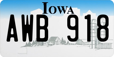 IA license plate AWB918