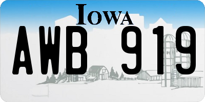 IA license plate AWB919