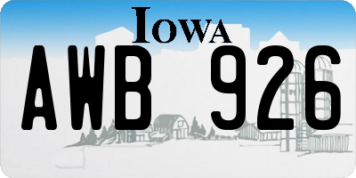 IA license plate AWB926