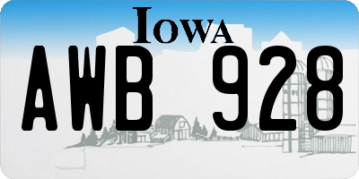 IA license plate AWB928