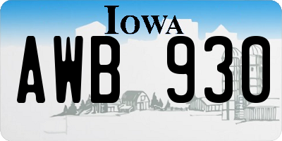 IA license plate AWB930