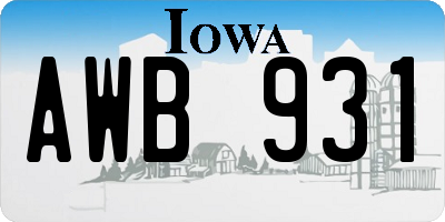 IA license plate AWB931