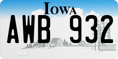 IA license plate AWB932