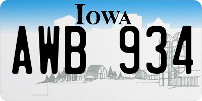 IA license plate AWB934