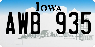 IA license plate AWB935