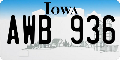 IA license plate AWB936