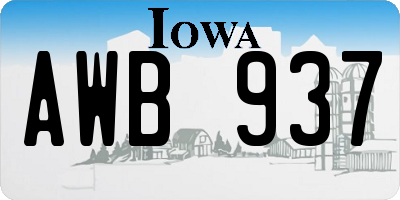 IA license plate AWB937